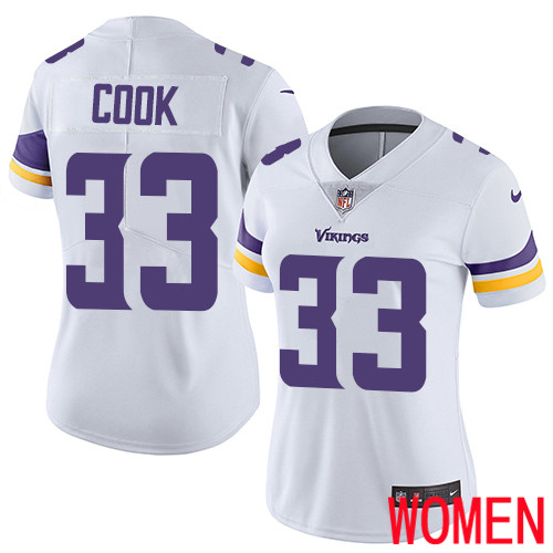 Minnesota Vikings #33 Limited Dalvin Cook White Nike NFL Road Women Jersey Vapor Untouchable